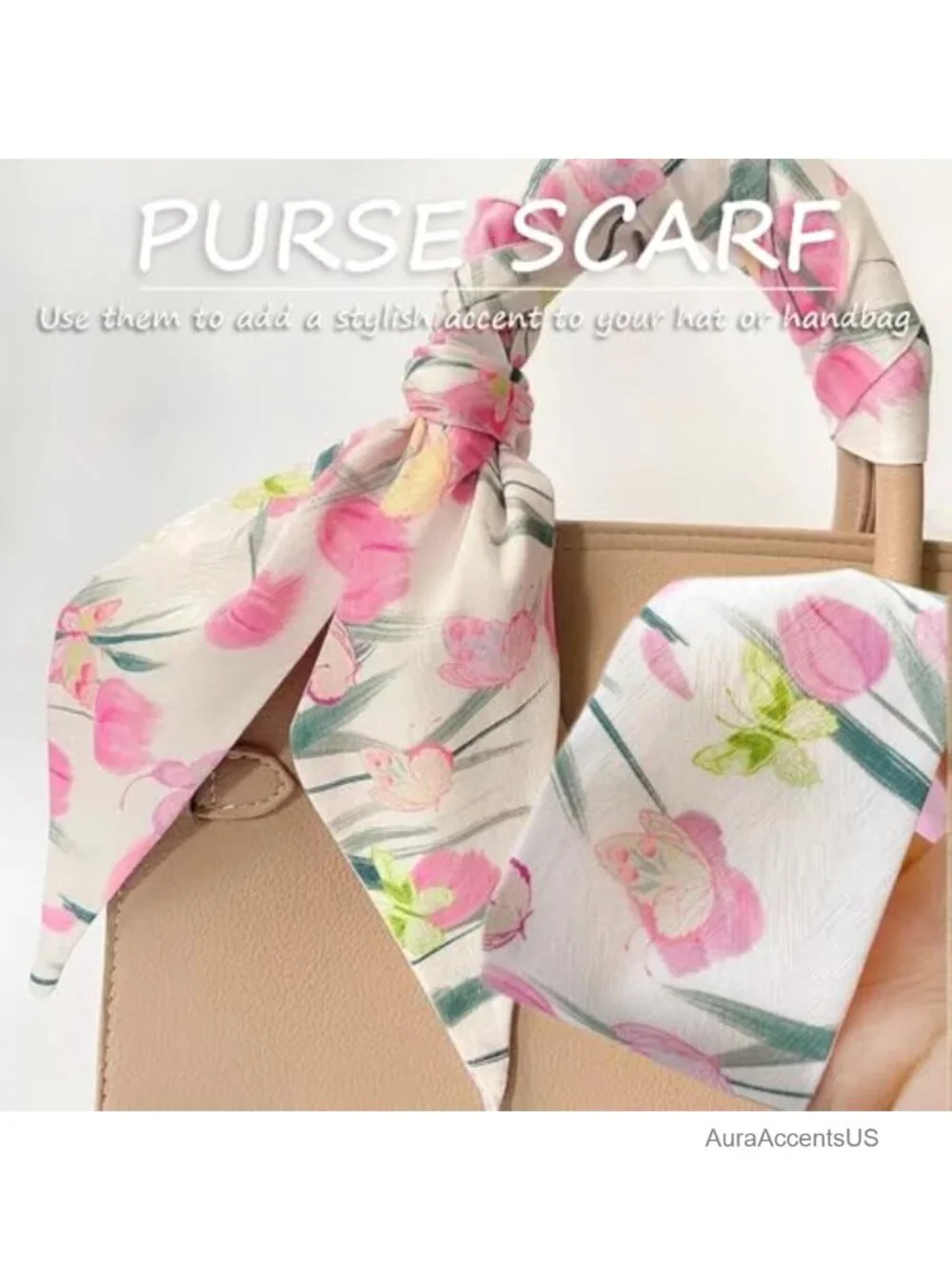 Retro Floral Small Ribbon Silk Scarf - Hair Band Tie Neck Scarf Fashion